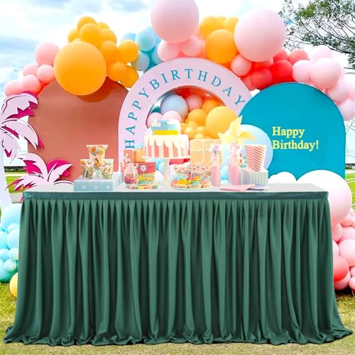 FANSU Party Deko Tischrock, Tischröcke Tisch Rock Tüll Tischrock Tischdekoration, Einfache Montage und Wiederverwendbar, für Geburtstag Kuchen Hochzeit Babyparty (6FT/183x77cm,Dunkelgrün) von FANSU