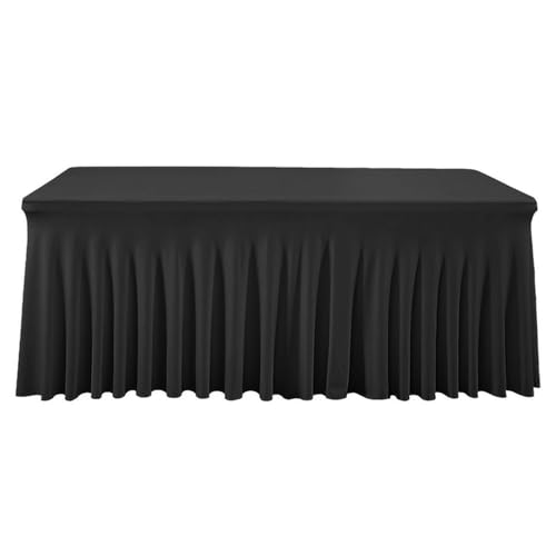 FANSU Spandex Tischrock, Party Tischröcke Elegant Rechteckig Tischdecke mit Rock Stretch Knitterfreie Tischdecken Waschbar für Hochzeit Restaurant Bankettmesse (8FT/243x76cm,Schwarz) von FANSU