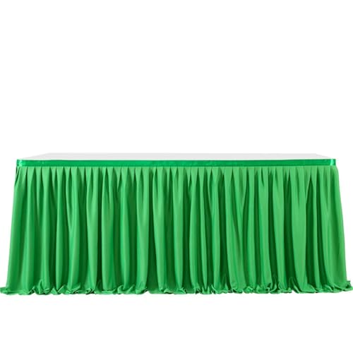 FANSU Tischrock Party, Tischrock Tisch Rock Deko Tischdecke Rund Rechteckig Tischdekoration für Geburtstag Kuchen Hochzeit Bankett Babyparty Taufe Weihnachten (Grasgrün,6FT/183x77cm) von FANSU