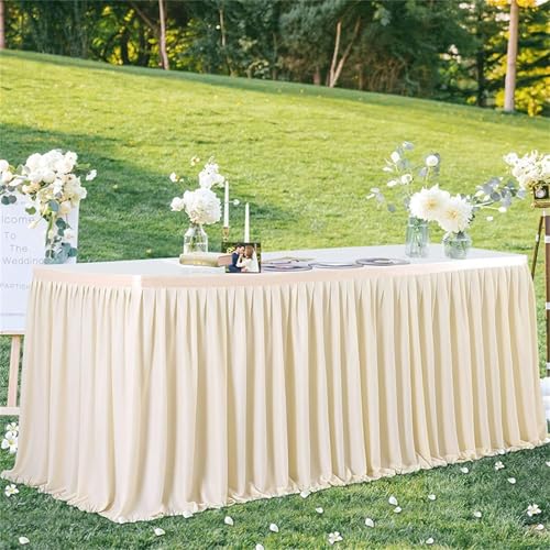 FANSU Tischrock Party,Tischrock Tisch Rock Deko Tischdecke Rund Rechteckig Tischdekoration für Geburtstag Kuchen Hochzeit Bankett Babyparty Taufe Weihnachten (Champagnerfarbe,6FT/183x78cm) von FANSU