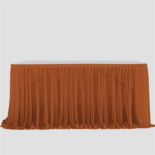 FANSU Tüll Tischrock, Tischrock Party Doppelschicht Tisch Rock Deko Tischdecke Rund Rechteckig Tischdekoration für Geburtstag Kuchen Hochzeit Babyparty Weihnachten (Braun,9FT/275x75cm) von FANSU