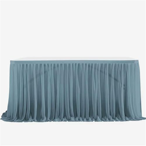 FANSU Tüll Tischrock, Tischrock Party Doppelschicht Tisch Rock Deko Tischdecke Rund Rechteckig Tischdekoration für Geburtstag Kuchen Hochzeit Babyparty Weihnachten (Dunkelblau,9FT/275x75cm) von FANSU