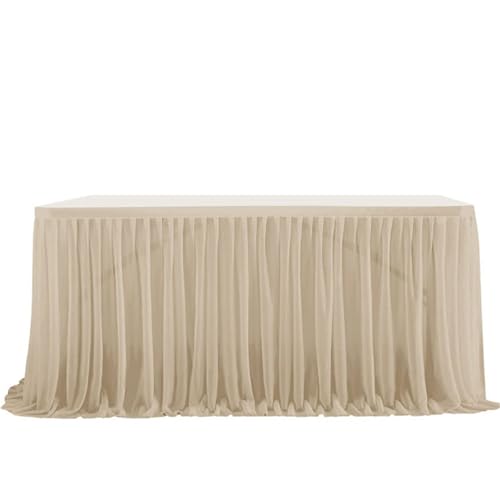FANSU Tüll Tischrock, Tischrock Party Doppelschicht Tisch Rock Deko Tischdecke Rund Rechteckig Tischdekoration für Geburtstag Kuchen Hochzeit Babyparty Weihnachten (Graubraun,4FT/122x75cm) von FANSU