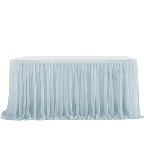 FANSU Tüll Tischrock, Tischrock Party Tisch Rock Deko Tischdecke Rund Rechteckig Tischdekoration für Geburtstag Kuchen Hochzeit Bankett Babyparty Taufe Weihnachten (Blassblau,14FT/427x77cm) von FANSU
