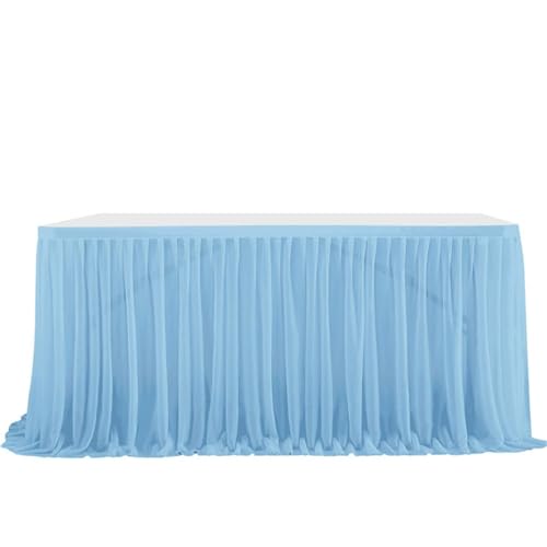 FANSU Tüll Tischrock, Tischrock Party Tisch Rock Deko Tischdecke Rund Rechteckig Tischdekoration für Geburtstag Kuchen Hochzeit Bankett Babyparty Taufe Weihnachten (Blau,9FT/275x77cm) von FANSU