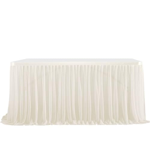 FANSU Tüll Tischrock, Tischrock Party Tisch Rock Deko Tischdecke Rund Rechteckig Tischdekoration für Geburtstag Kuchen Hochzeit Bankett Babyparty Taufe Weihnachten (Cremeweiß,6FT/183x77cm) von FANSU