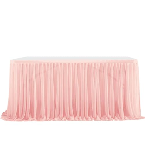 FANSU Tüll Tischrock, Tischrock Party Tisch Rock Deko Tischdecke Rund Rechteckig Tischdekoration für Geburtstag Kuchen Hochzeit Bankett Babyparty Taufe Weihnachten (Dunkelrosa,4FT/122x77cm) von FANSU