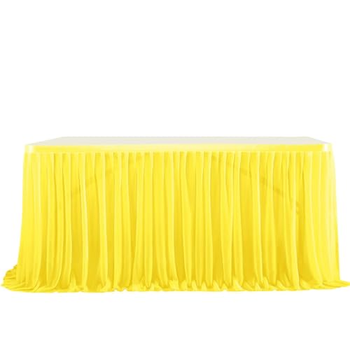 FANSU Tüll Tischrock, Tischrock Party Tisch Rock Deko Tischdecke Rund Rechteckig Tischdekoration für Geburtstag Kuchen Hochzeit Bankett Babyparty Taufe Weihnachten (Gelb,6FT/183x77cm) von FANSU