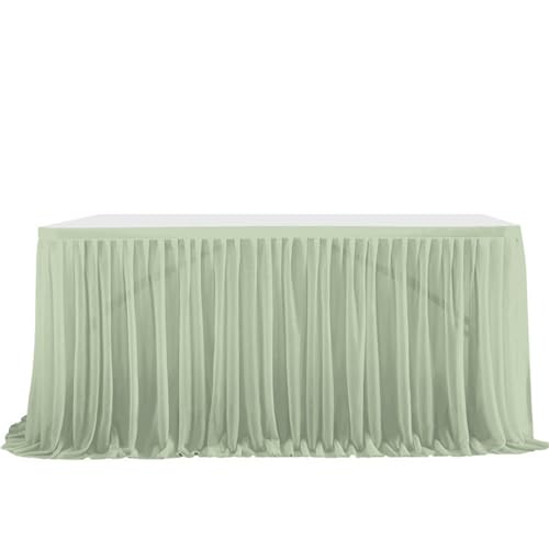 FANSU Tüll Tischrock, Tischrock Party Tisch Rock Deko Tischdecke Rund Rechteckig Tischdekoration für Geburtstag Kuchen Hochzeit Bankett Babyparty Taufe Weihnachten (Grün,4FT/122x77cm) von FANSU