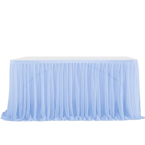 FANSU Tüll Tischrock, Tischrock Party Tisch Rock Deko Tischdecke Rund Rechteckig Tischdekoration für Geburtstag Kuchen Hochzeit Bankett Babyparty Taufe Weihnachten (Himmelblau,9FT/275x77cm) von FANSU