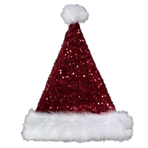 FANSWAN Weihnachtsmütze mit Pailletten und weißer pelziger Krempe für Weihnachtsfeiern, Verkleidung, Cosplay, Pailletten, besetzt FANSWAN Weihnachtsmütze mit Pailletten und weißer pelziger Krempe für Weihnachtsfeiern, Verkleidung, Cosplay, Pailletten, besetzt von FANSWAN