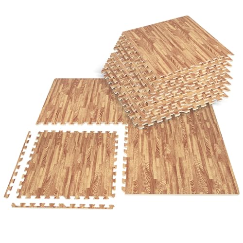 FANTASK 12 Stück Schutzmatte, Puzzlematte aus Eva, 61 x 61 cm, Bodenmatte mit Holzmasserung, Bodenschutzmatte Spielmatte inkl. Randstück, Matte für Bodenschutz, Fitnessmatte Trainingsmatte, Natur FANTASK 12 Stück Schutzmatte, Puzzlematte aus Eva, 61 x 61 cm, Bodenmatte mit Holzmasserung, Bodenschutzmatte Spielmatte inkl. Randstück, Matte für Bodenschutz, Fitnessmatte Trainingsmatte, Natur von FANTASK