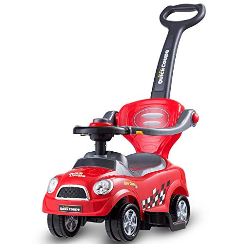 FANTASK 3 in 1 Rutschauto Schiebeauto, Spielzeugauto für Kinder von 2 bis 6 Jahren (Rot), Rutschfahrzeug mit abnehmbarem Schiebgriff, Schutzbügel & verstecktem Stauraum, 85 cm x 46 cm x 85 cm von FANTASK