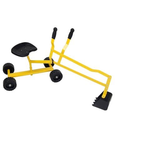 FANTASK 360° Sitzbagger mit Schaufel & Rädern bis 50KG, Kinder Bagger zum Draufsitzen Metall, Bagger Sandkasten, Aufsitzbagger Sandbagger (Gelb) von FANTASK