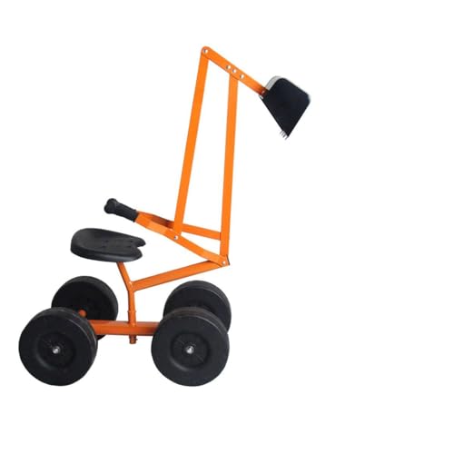 FANTASK 360° Sitzbagger mit Schaufel & Rädern bis 50KG, Kinder Bagger zum Draufsitzen Metall, Bagger Sandkasten, Aufsitzbagger Sandbagger (Orange) von FANTASK