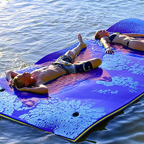 FANTASK Schwimmmatte 220 x 90 cm, schwimmende Wassermatte bis 100 kg belastbar, schwimmender Matte aus reißfestem XPE-Schaumstoff, Blau von FANTASK