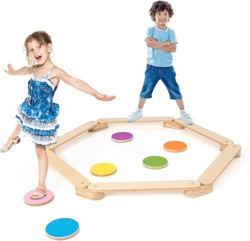 Fantast Balancierbalken aus Holz für Kinder von 3-7 Jahren, 12-teiliger Balancierbalken mit 6 frei kombinierbaren Balanciersteinen. von FANTASK
