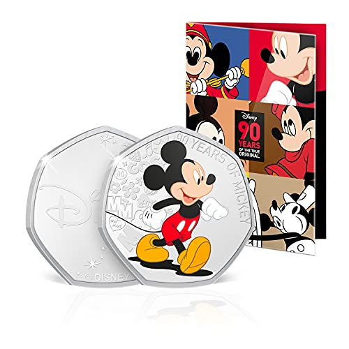 Disney 90 Jahre Mickey Mouse Vollständige Sammlung - 50p geformte Silberne Gedenkmünze zu 50 Pence/Offizielle Disney-Geschenkartikel Limited Edition von IMPACTO COLECCIONABLES