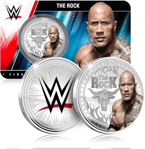 FANTASY CLUB The Rock WWE 32 mm Offizielle Sammelmünze – Hommage an den Volksmeister und Welt-Superstar, limitierte Auflage für Fans und Sammler von FANTASY CLUB