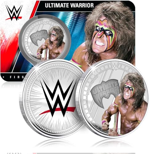 FANTASY CLUB The Ultimate Warrior WWE 32 mm offizielle Sammelmünze – Hommage an den ultimativen Krieger und Symbol der 90er Jahre – limitierte Auflage für Fans und Sammler von FANTASY CLUB