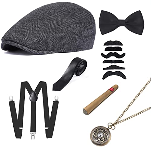 FAOKZE 20er Jahre Accessoires Herren, Jahre Herren Accessoires, Mafia Karneval Kostüm Herren, Mafia Kostüm Herren, Peaky Blinders Kostüm, Mafia Gatsby Gatsby Kostüm Set für Karneval Partys FAOKZE 20er Jahre Accessoires Herren, Jahre Herren Accessoires, Mafia Karneval Kostüm Herren, Mafia Kostüm Herren, Peaky Blinders Kostüm, Mafia Gatsby Gatsby Kostüm Set für Karneval Partys von FAOKZE