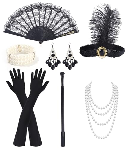 FAOKZE 11 Teiliges 20er Jahre Accessoires, 1920 Zubehör Set, 20er Jahre Accessoires, 20s Costume Women, 20s Accessories, 1920s Accessories, Women's Charleston Accessories FAOKZE 11 Teiliges 20er Jahre Accessoires, 1920 Zubehör Set, 20er Jahre Accessoires, 20s Costume Women, 20s Accessories, 1920s Accessories, Women's Charleston Accessories von FAOKZE