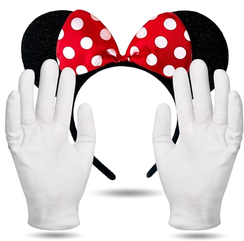 FASCHINFEVER 2er Set Mausohren – Minnie Maus Kostüm Set mit Ohren und Handschuhen für Damen an Fasching & Karneval FASCHINFEVER 2er Set Mausohren – Minnie Maus Kostüm Set mit Ohren und Handschuhen für Damen an Fasching & Karneval von FASCHINFEVER