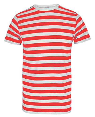 FASHION 7STAR T-Shirt für Herren und Jungen, rot und weiß gestreift, Hut, Brille, Kostüm, Buchwoche, Party-Kostüm FASHION 7STAR T-Shirt für Herren und Jungen, rot und weiß gestreift, Hut, Brille, Kostüm, Buchwoche, Party-Kostüm von FASHION 7STAR