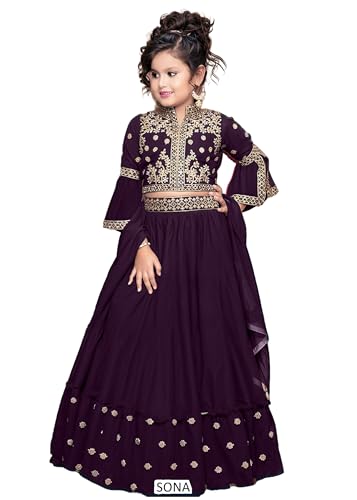 FASHION BAZAR 365 Indian Kids Wear 13702 Fuchs-Georgette-Stoff, Sentis, Arbeit, Partykleidung, Weinrot, 30 FASHION BAZAR 365 Indian Kids Wear 13702 Fuchs-Georgette-Stoff, Sentis, Arbeit, Partykleidung, Weinrot, 30 von FASHION BAZAR 365