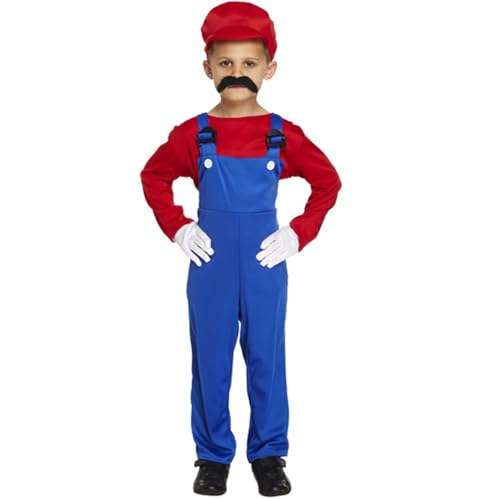 FASHION MY LOVE Jungen Kinder Super Arbeiter Kostüm Kinder Super Klempner Kostüm Schnurrbart Brüder Faschingskostüm 4-12 Jahre FASHION MY LOVE Jungen Kinder Super Arbeiter Kostüm Kinder Super Klempner Kostüm Schnurrbart Brüder Faschingskostüm 4-12 Jahre von FASHION MY LOVE