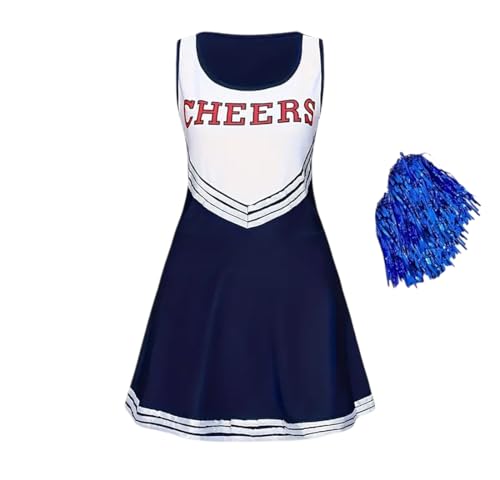 FASHIONISM Cheerleader-Kostüm, Uniform, bedruckt, Rüschensaum, Kleid mit passendem Bommel FASHIONISM Cheerleader-Kostüm, Uniform, bedruckt, Rüschensaum, Kleid mit passendem Bommel von FASHIONISM