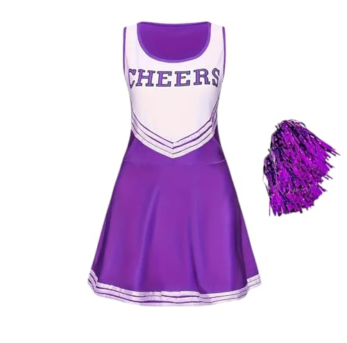 FASHIONISM Cheerleader-Kostüm, Uniform, bedruckt, Rüschensaum, Kleid mit passendem Bommel FASHIONISM Cheerleader-Kostüm, Uniform, bedruckt, Rüschensaum, Kleid mit passendem Bommel von FASHIONISM