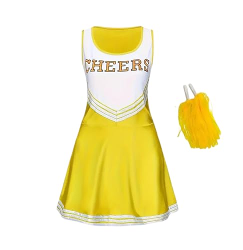 FASHIONISM Cheerleader-Kostüm, Uniform, bedruckt, Rüschensaum, Kleid mit passendem Bommel FASHIONISM Cheerleader-Kostüm, Uniform, bedruckt, Rüschensaum, Kleid mit passendem Bommel von FASHIONISM