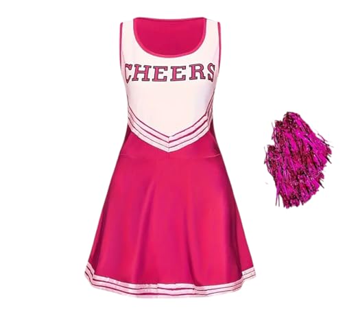 FASHIONISM Cheerleader-Kostüm, Uniform, bedruckt, Rüschensaum, Kleid mit passendem Bommel FASHIONISM Cheerleader-Kostüm, Uniform, bedruckt, Rüschensaum, Kleid mit passendem Bommel von FASHIONISM