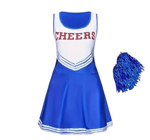 FASHIONISM Cheerleader-Kostüm, Uniform, bedruckt, Rüschensaum, Kleid mit passendem Bommel FASHIONISM Cheerleader-Kostüm, Uniform, bedruckt, Rüschensaum, Kleid mit passendem Bommel von FASHIONISM