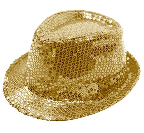 Fedora Trilby Gangster Pailletten-Hut, Glitzer, Jaz, Unisex-Kappe, Hiphop-Kostüm von FASHIONISM