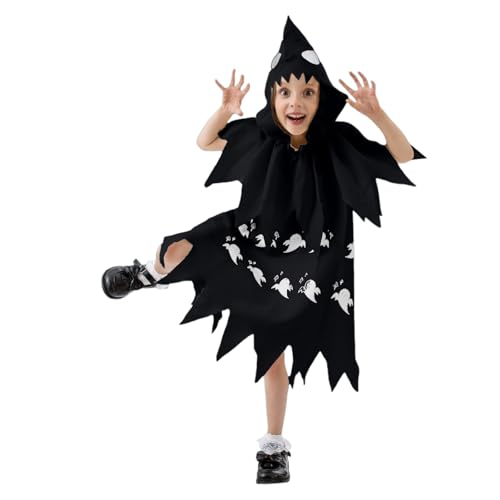 FASLOLSDP Geister Weiß Umhang Halloween Kostüm für Kinder, Gespenst Kostüm, Ghost Scary Dress Kinder Mit Leuchtendem für Cosplay Karneval Halloween Fasching Kostüm Party von FASLOLSDP