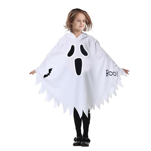 FASLOLSDP Geister Weiß Umhang Halloween Kostüm für Kinder, Gespenst Kostüm, Ghost Scary Dress Kinder Mit Leuchtendem für Cosplay Karneval Halloween Fasching Kostüm Party von FASLOLSDP