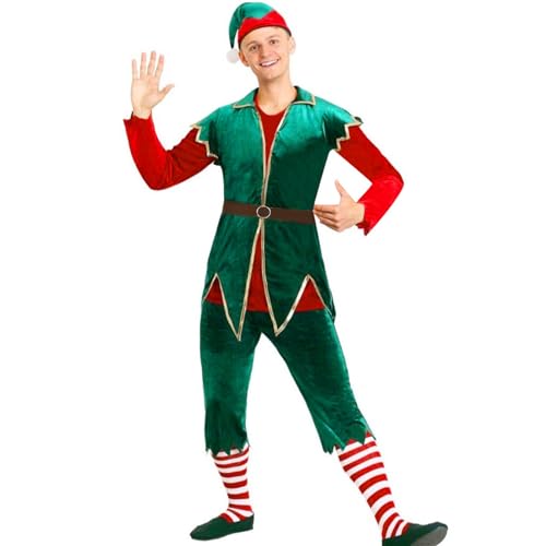 FASLOLSDP Männliche und weibliche Paare Weihnachtskleidung Neujahr Weihnachtskleidungsset Rollenspiel Weihnachtskleidung Damenstil Mittelalterliche Dekotruhe (Green, L) von FASLOLSDP