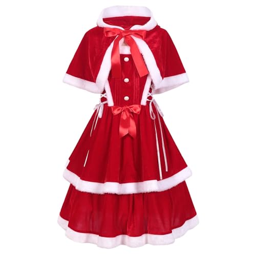 FASLOLSDP Mittelalterliches Weihnachts-Cos-Bühnenkostüm für Damen, Weihnachtskleid Lolita-Kleidung Gothic (Red, L) von FASLOLSDP