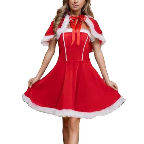 FASLOLSDP Weihnachts-Kostüm für Damen, Weihnachtsmann-Helfer, Cosplay-Outfit-Set Mittelalterliche Geschichte (Red, S) von FASLOLSDP