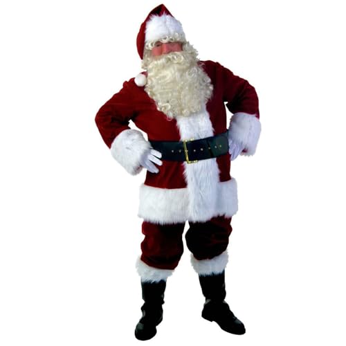 FASLOLSDP Weihnachtsmann-Kostüm für Herren, Bühnenspielkostüm, Spielkostüm Gothic-Kleidung Für Frauen Kleider Lila (Red, L) von FASLOLSDP