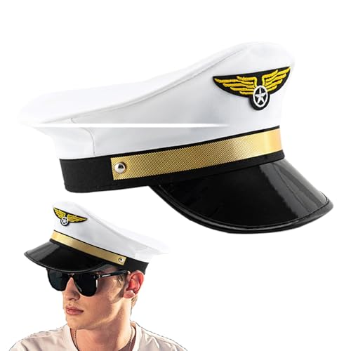 FASSME Uni Navy Captain Hat - Verstellbare Fluggesellschaft Pilot Hut für Halloween & Kostümpartys von FASSME