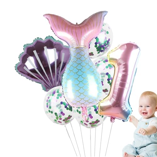 Meerjungfrau Geburtstagsdekorationen Luftballons - Geburtstagsdekoration Meerjungfrau Luftballons - Kleine Meerjungfrau-Party-Folienballon, Meerjungfrauenschwanz-Luftballons, Fassme von FASSME