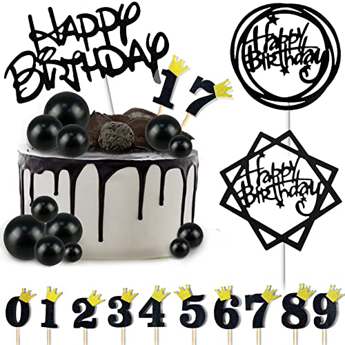 FATCAT 25 Stück Happy Birthday Tortendeko, Schwarzes Thema Tortendeko Geburtstag, Cake Toppers, Tortenaufleger für Geburtstagsfeiern Jeden Alters FATCAT 25 Stück Happy Birthday Tortendeko, Schwarzes Thema Tortendeko Geburtstag, Cake Toppers, Tortenaufleger für Geburtstagsfeiern Jeden Alters von FATCAT