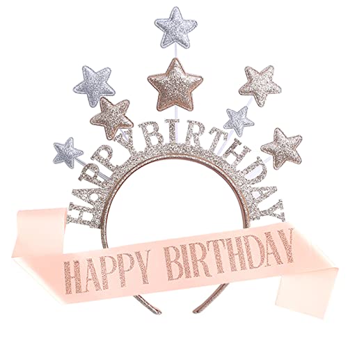 FATCAT Geburtstags Stern Stirnband und Schärpe Set, Geburtstagskrone Mädchen Haarreif Sterne, Prinzessin Glitter Haarband Schärpe Geburtstag Dekorationen FATCAT Geburtstags Stern Stirnband und Schärpe Set, Geburtstagskrone Mädchen Haarreif Sterne, Prinzessin Glitter Haarband Schärpe Geburtstag Dekorationen von FATCAT