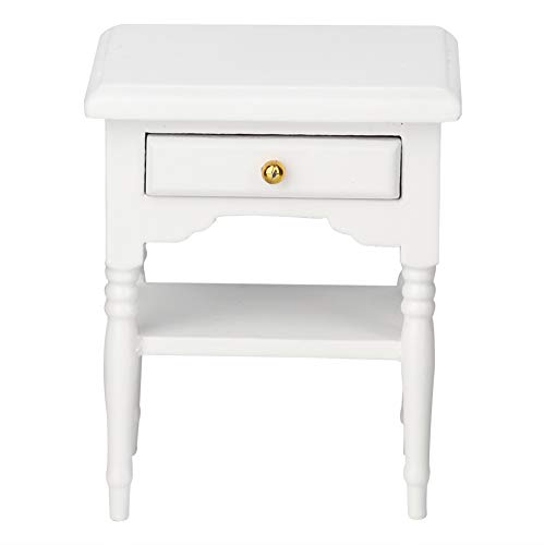 FAUOSWUK Mini -Nachttisch, Holzpuppenhausmöbel mit Glatten Kanten, Kompaktes Design für Puppenschlafzimmerdekoration von FAUOSWUK