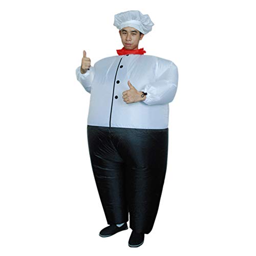 FAVOMOTO Aufblasbaren Koch Kostüm Air Blow- up Kochen Kostüm Halloween Cosplay Aufblasbare Kostüm Volle Körper Aufblasbare Kostüm Für Kleid- Up Party Leistung Schwarz Weiß von FAVOMOTO