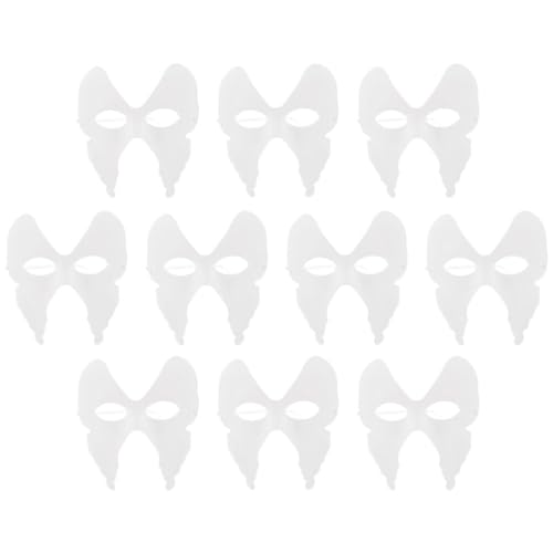 FAVOMOTO Weiße Schmetterlingsmasken 10 Stück Leere Therain-Masken Zum Selbermachen Unbemalte Maskenmasken Leere Masken Einfache Halbgesichtsmasken Zum Dekorieren von FAVOMOTO