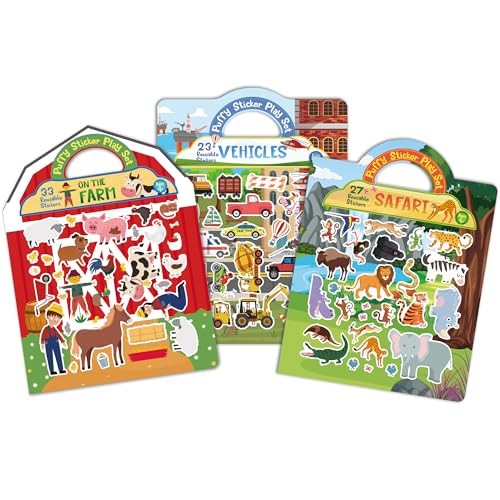 Wiederverwendbares Puffy Stickerbuch für Kinder - 80+ niedliche wiederickbare Aufkleber, Kleinkind-Reisespielzeug für Flugzeug, Autoreise, halten Sie Kleinkinder unterhalten, ruhige Aktivität für Wiederverwendbares Puffy Stickerbuch für Kinder - 80+ niedliche wiederickbare Aufkleber, Kleinkind-Reisespielzeug für Flugzeug, Autoreise, halten Sie Kleinkinder unterhalten, ruhige Aktivität für von FAVORGEAR